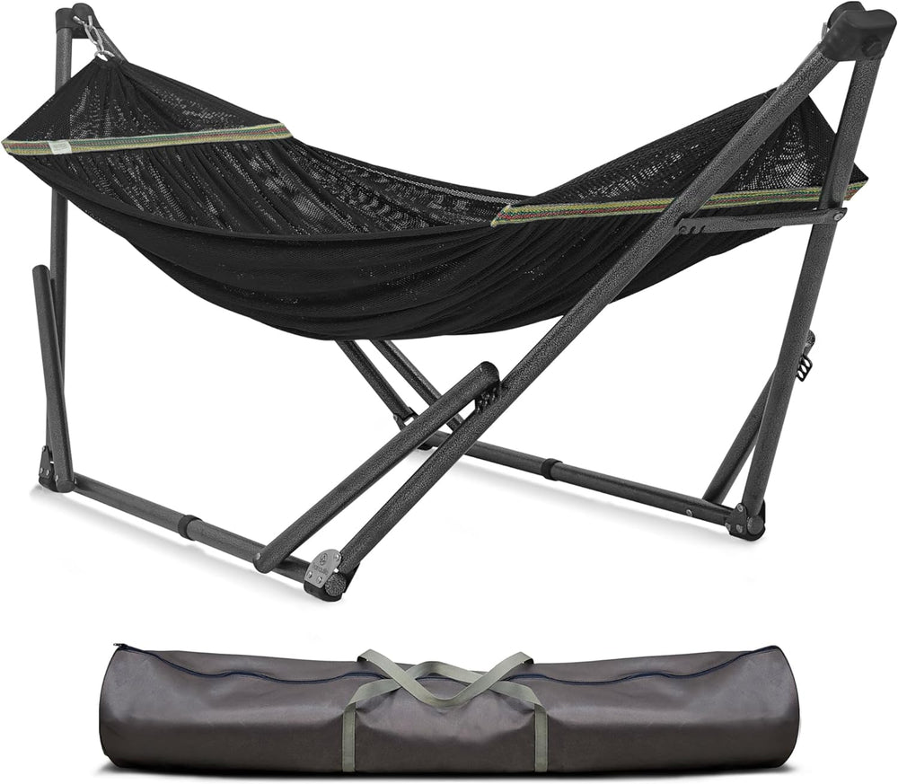 Tranquillo Uniki Hammocks, Instant 30s Foldable Hammock with Stand, Black