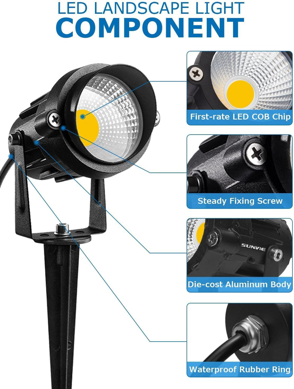 SUNVIE Low Voltage Landscape Lights Landscape Lighting with Connector 8Pack |...