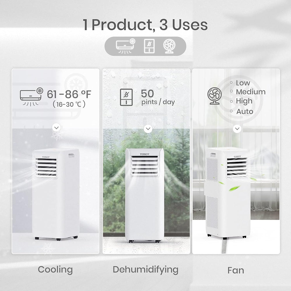 TOSOT 9,000 BTU Air Conditioner Easier to Install, Quiet and 3-in-1 Portable ...