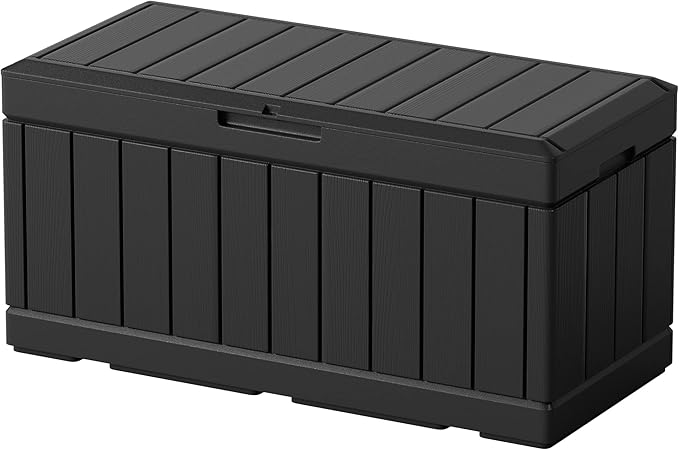 Greesum 82 Gallon Resin Deck Box All Weather Large Outdoor Storage for Patio ...