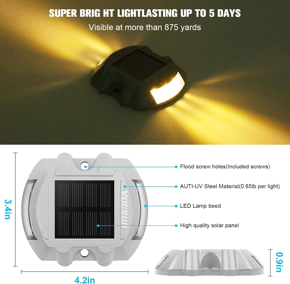 VOLISUN Solar Deck Driveway Dock Lights,Solar Pathway Lights,Warm 8 Pack | So...