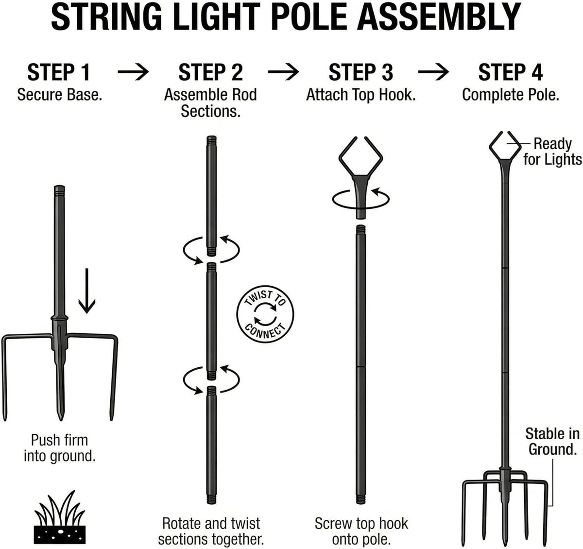 10 ft outdoor string light poles for outside shown in use