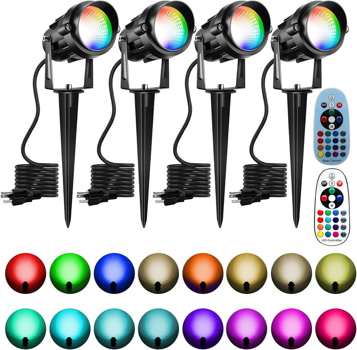 Halloween Spotlights Outdoor 12W RGBW Landscape Lights for Garden