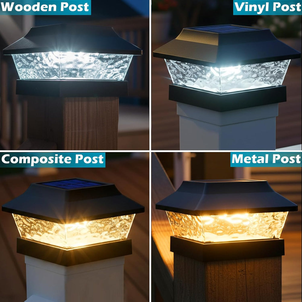 SIEDiNLAR 4x4 Solar Post Cap Lights Metal 2 Modes, 6 Pack Black Warm/White