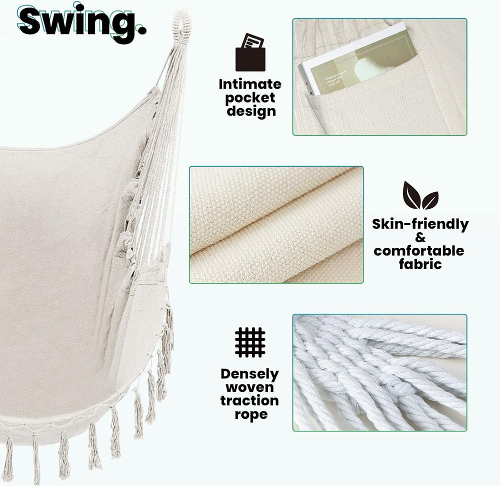 TOREVISIOR Hammock Chair with Stand, 350 lbs Swing Chair for Indoor Outdoor