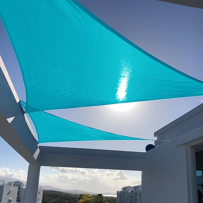 SUNNY GUARD Sun Shade Sail 16'x16'x16' Triangle Turquoise Blue UV...