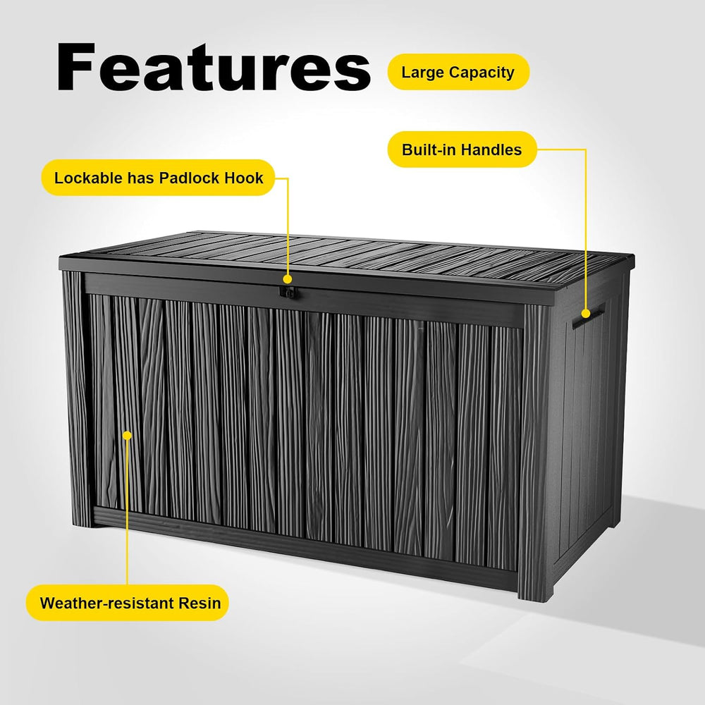 260 Gallon Large Outdoor Storage Box, Black