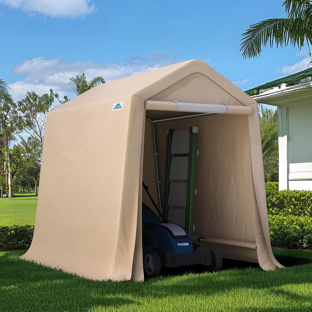 ADVANCE OUTDOOR 6x8 ft Outdoor Portable Storage Shelter Shed with 2 Roll up Z...