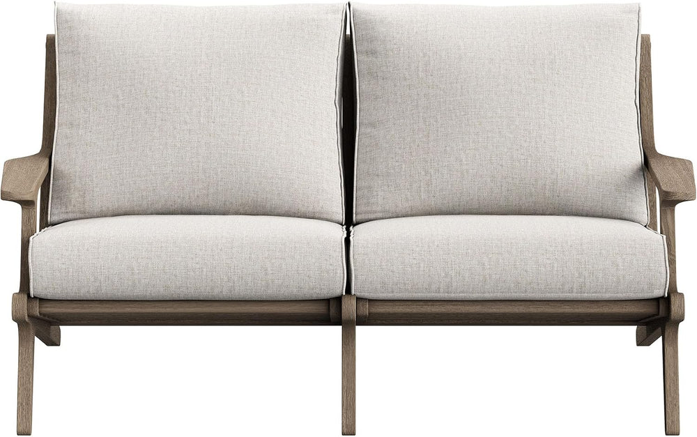 Modway Saratoga Teak Outdoor Patio Loveseat in Weathered Gray Pebble – 2 Seat...