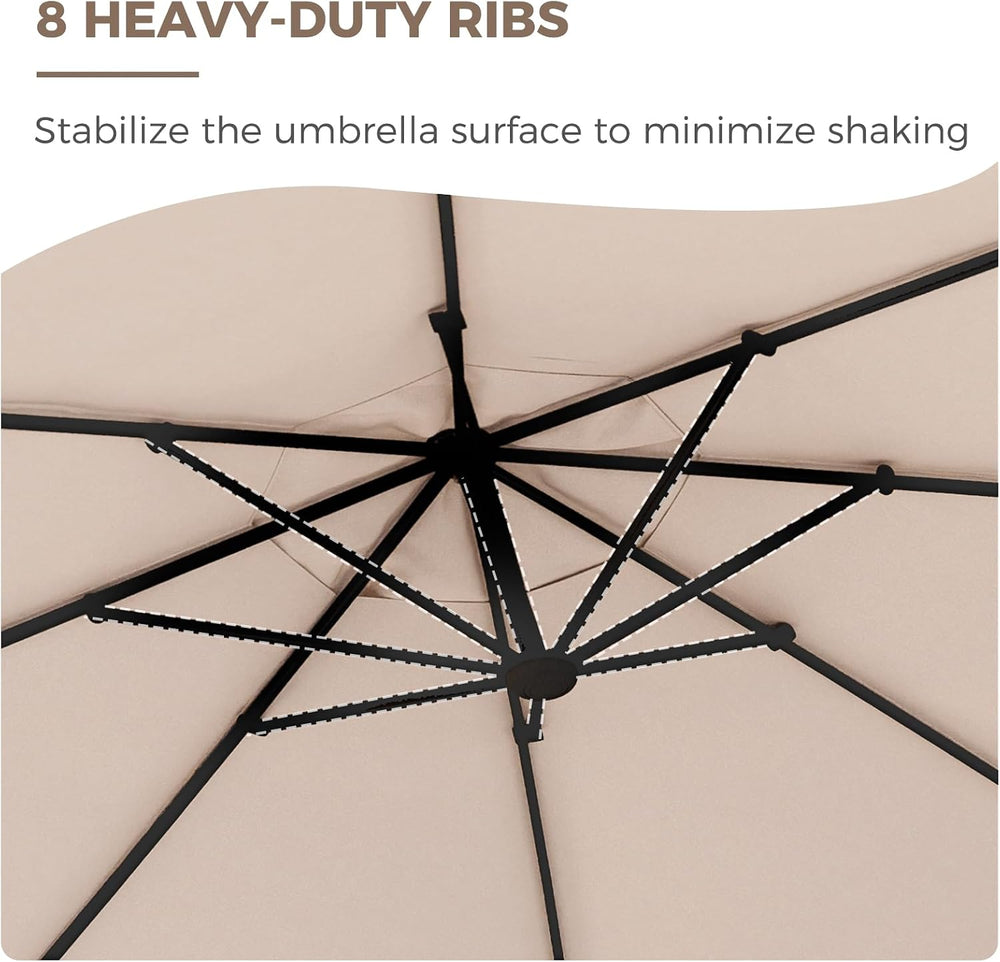 Grand patio 10x13 FT Large Cantilever Umbrella with Base & Cover, Champagne