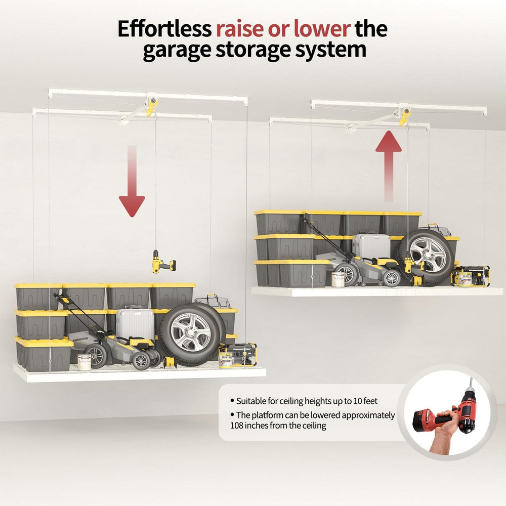 Garage Ceiling Storage Racks – 4x8 FT Overhead Garage Storage Rack with Safet...