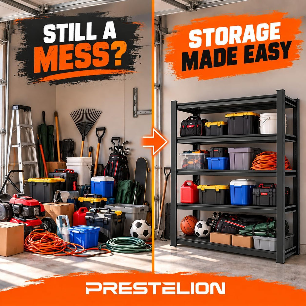 Garage Shelving Adjustable Metal Storage Shelves with Anti‑Tip Safety Kit