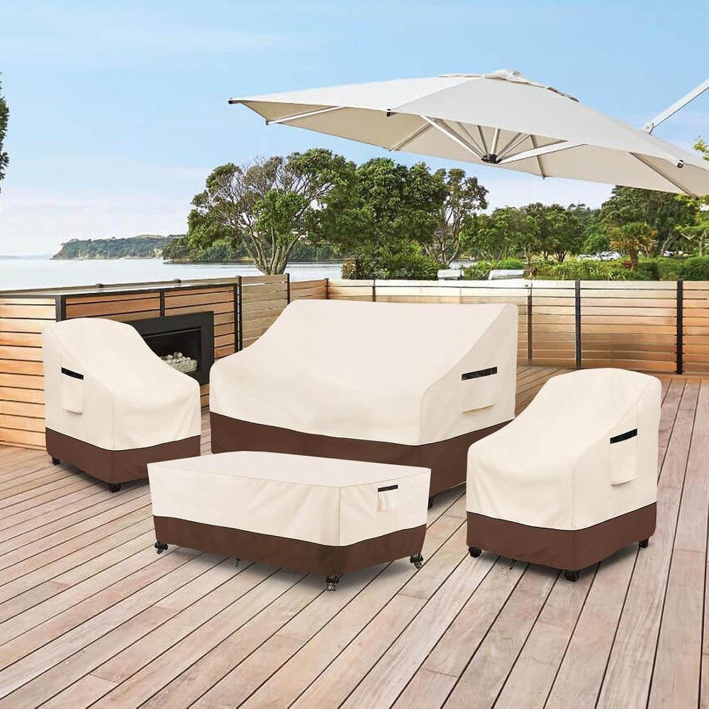 Rileytee Patio Furniture Cover Set, 600D Heavy Duty Waterproof 4-Piece Outdoo...