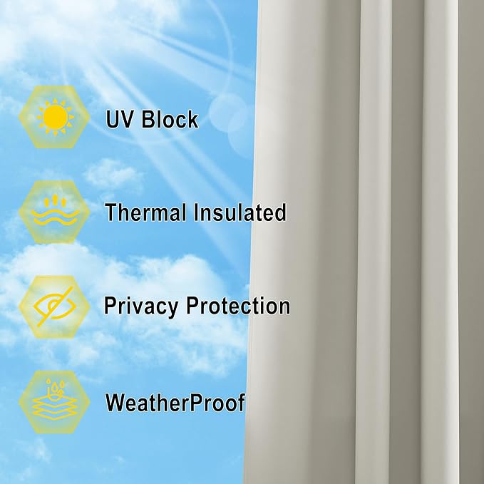 NICETOWN 2 Panels Outdoor Curtains for Patio Extra Wide 84", Waterproof ...