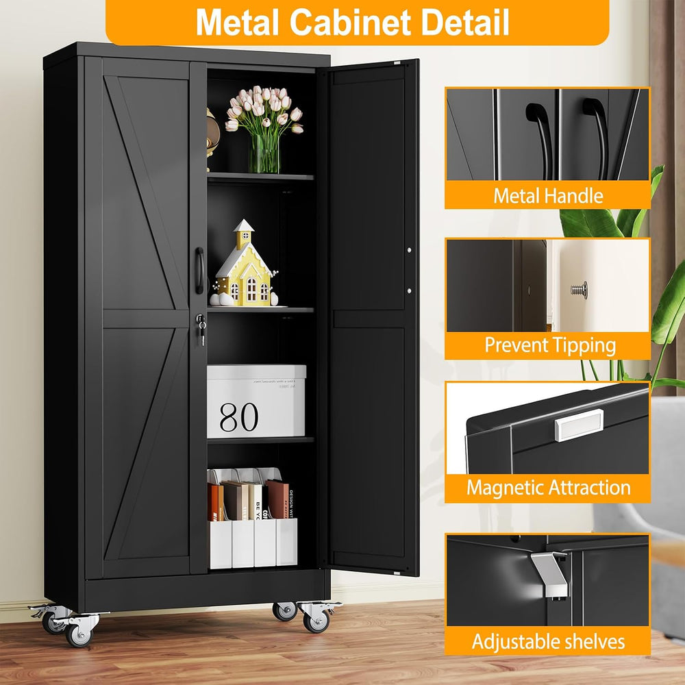 Ckzbx Metal Garage Storage Cabinet with Locking Doors and Adjustable Shelves,...