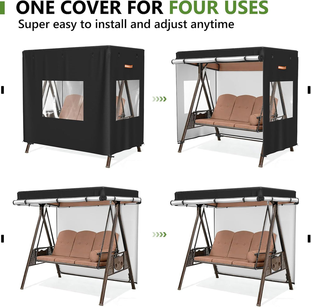 Outdoor Swing Cover 87"L x 60"W x 72"H 3-Seat Waterproof Porch...