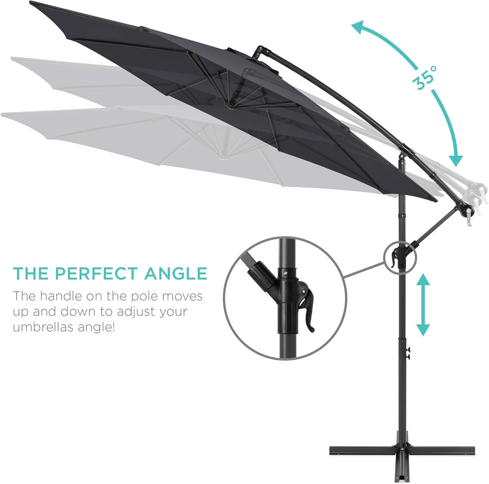 Best Choice Products 10ft Offset Cantilever Hanging Market Patio Umbrella, 8 ...