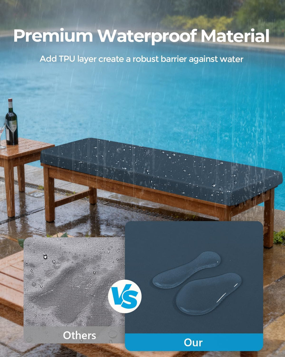 Outdoor Waterproof Bench Cushions, Comfortable Cushion For Patio Porch Swing ...