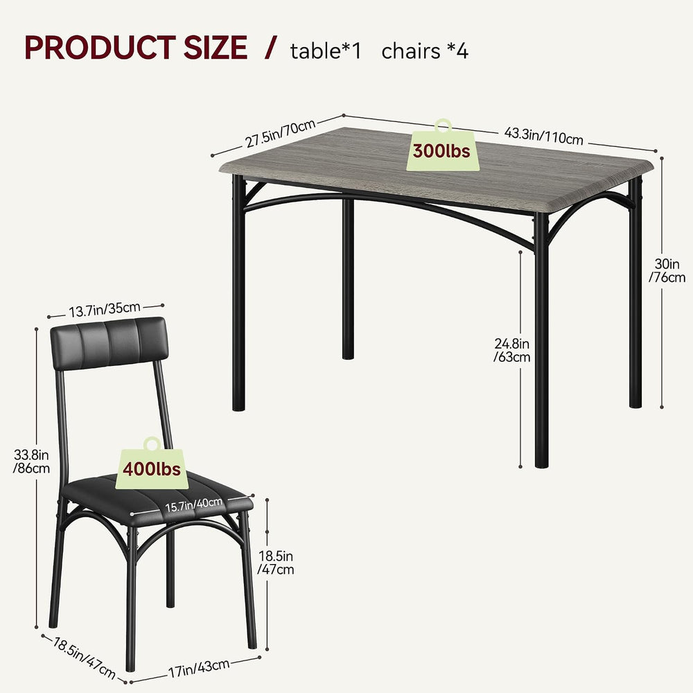 Garvee Farmhouse Dining Table Set for 4, Small Kitchen Table with 4 Upholster...