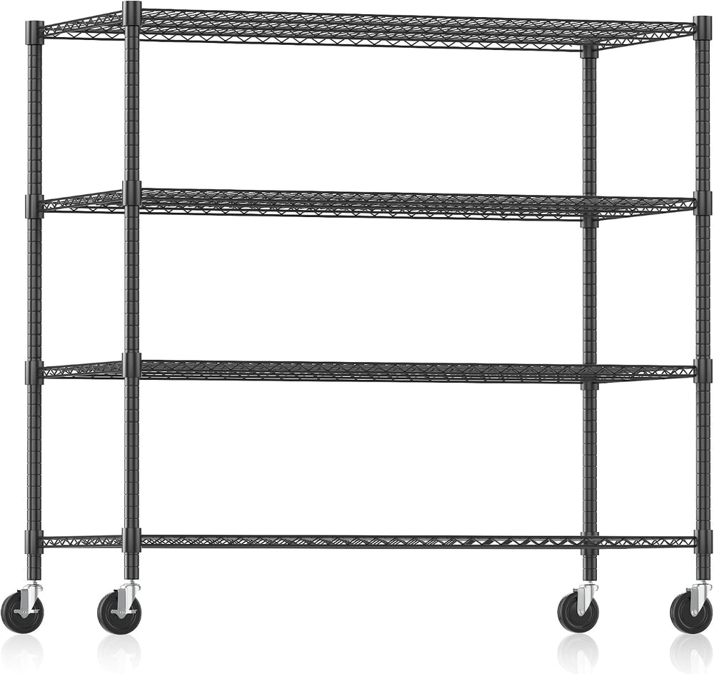 Himimi Storage Shelves 60" W Wire Shelving with Wheels 2600LBS Heavy Dut...