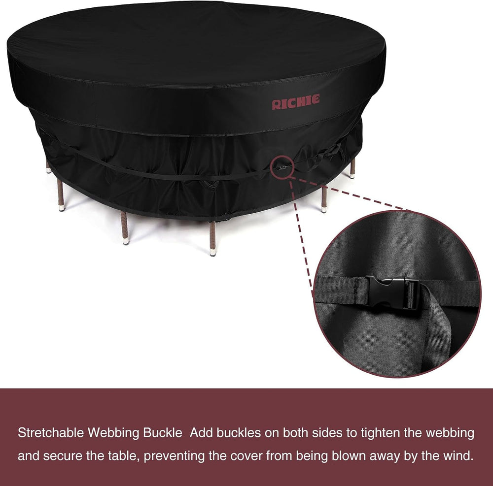 RICHIE Waterproof Round Patio Furniture Covers - 600D UV Resistant & Anti...