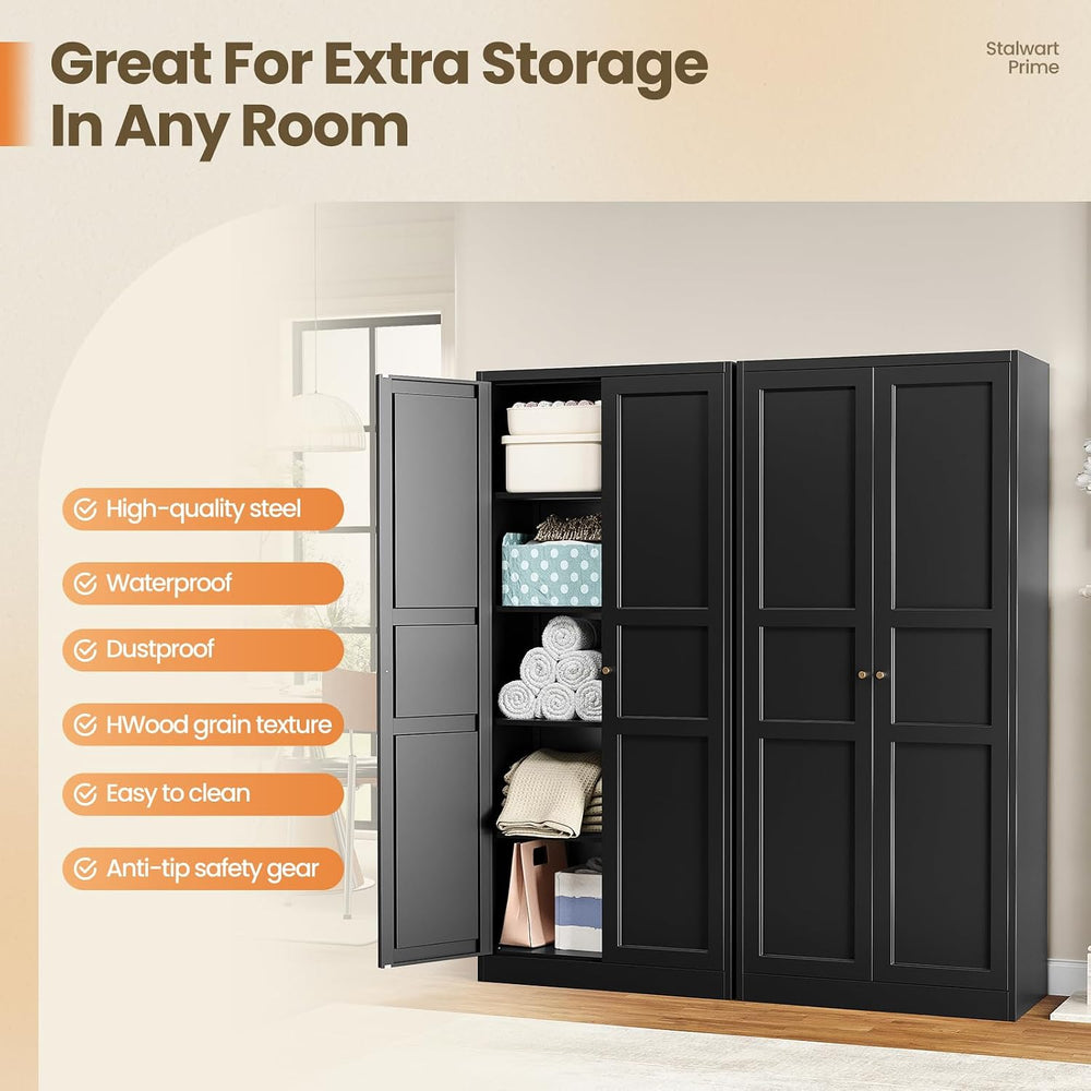 Metal Pantry Storage Cabinets with Doors and Shelves,71" Tall Black