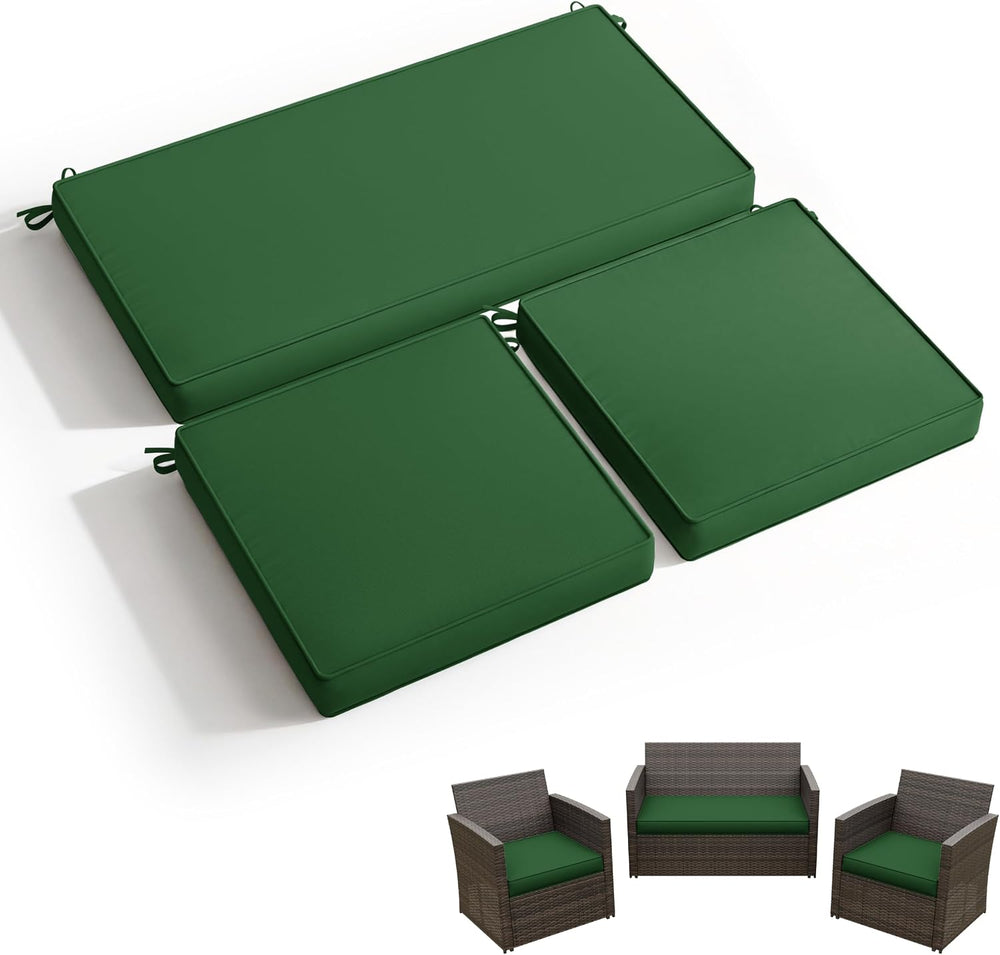 3 Pack Outdoor Patio Seat Cushions Replacement Covers Fit for 4 Pieces 4-Seat...
