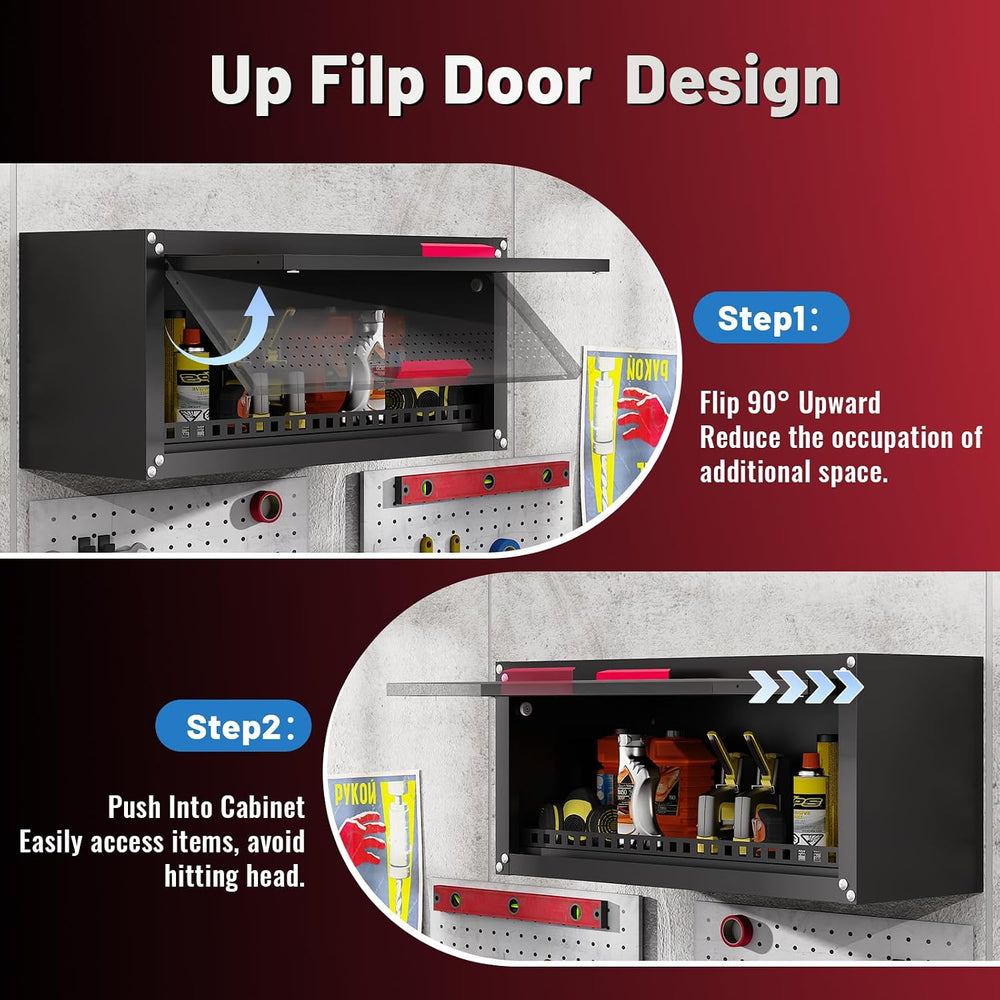 Kelueo 31.5" Metal Wall Cabinet,Garage Wall Cabinet with Up-Flip Door
