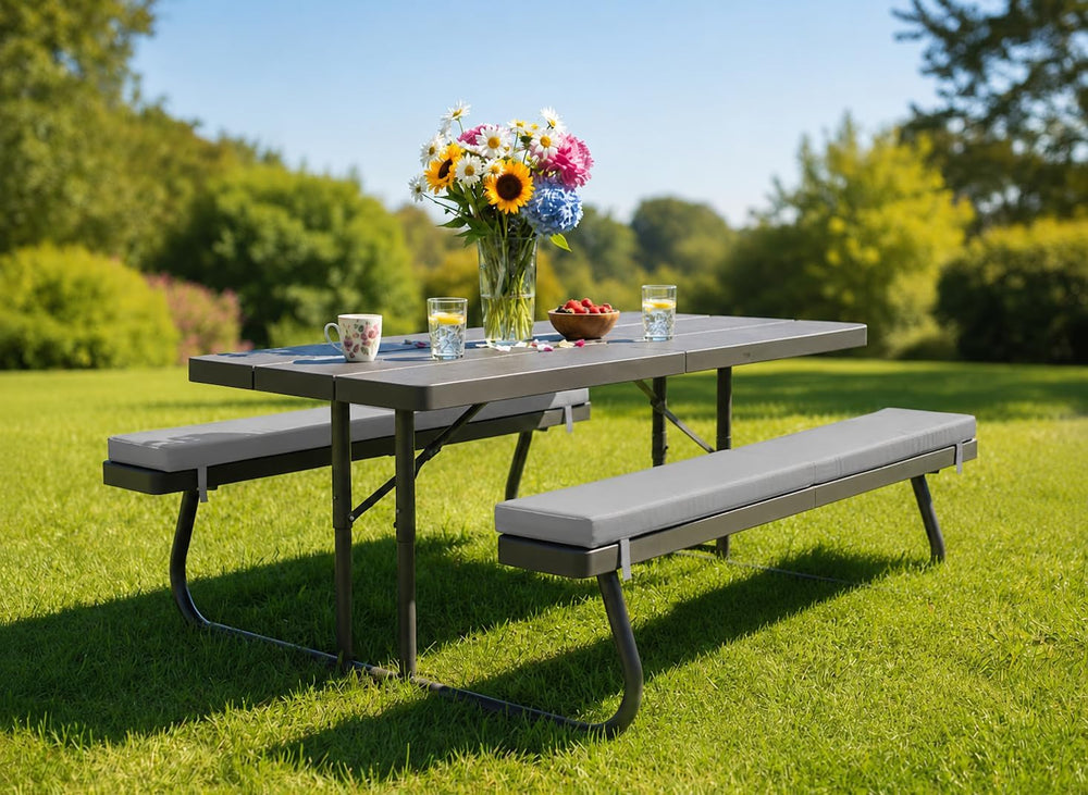 Picnic Bench Cushions 2 Pack, Outdoor Picnic Bench Seat Pads – Water-Resistan...