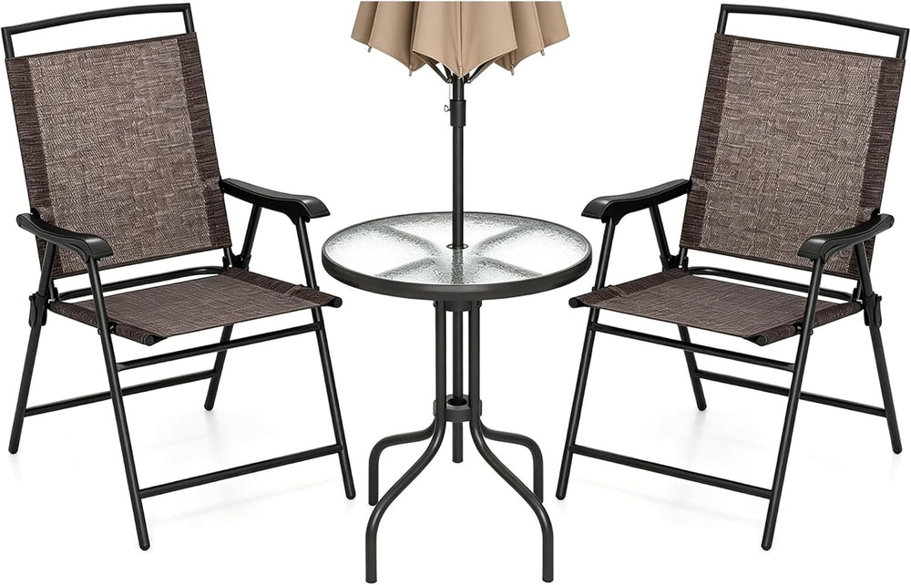 DORTALA 3 Piece Outdoor Bistro Set with Round Table