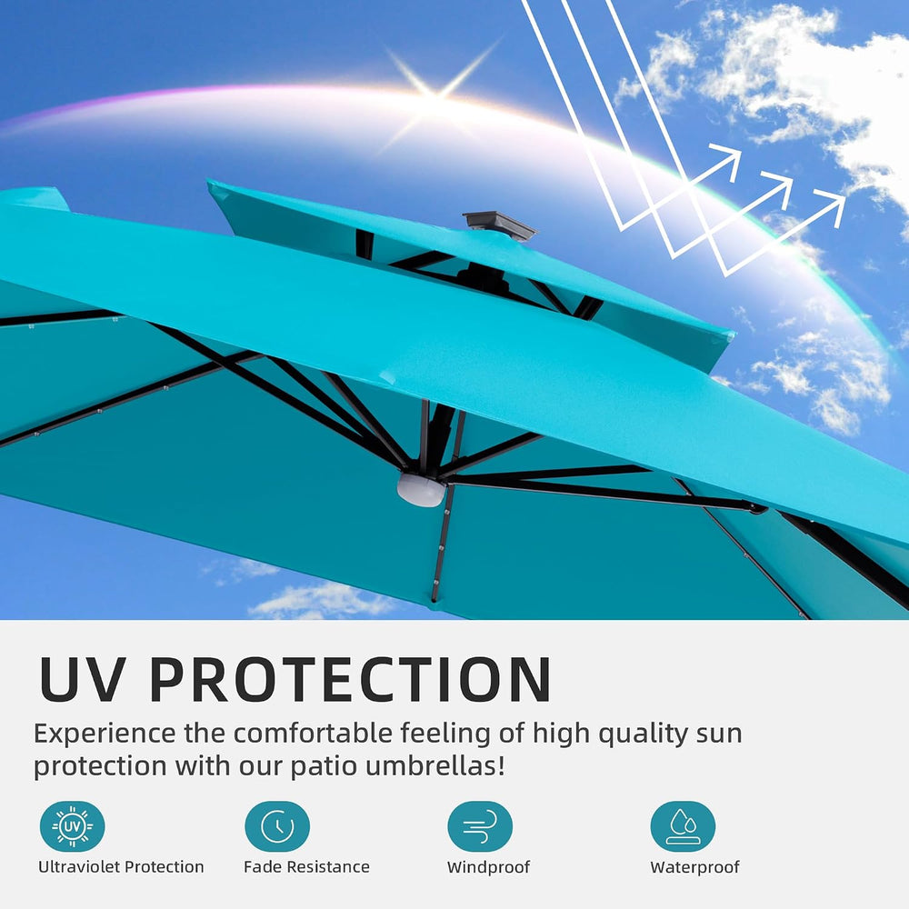 9x9 FT Cantilever Offset Patio Umbrella with Lights