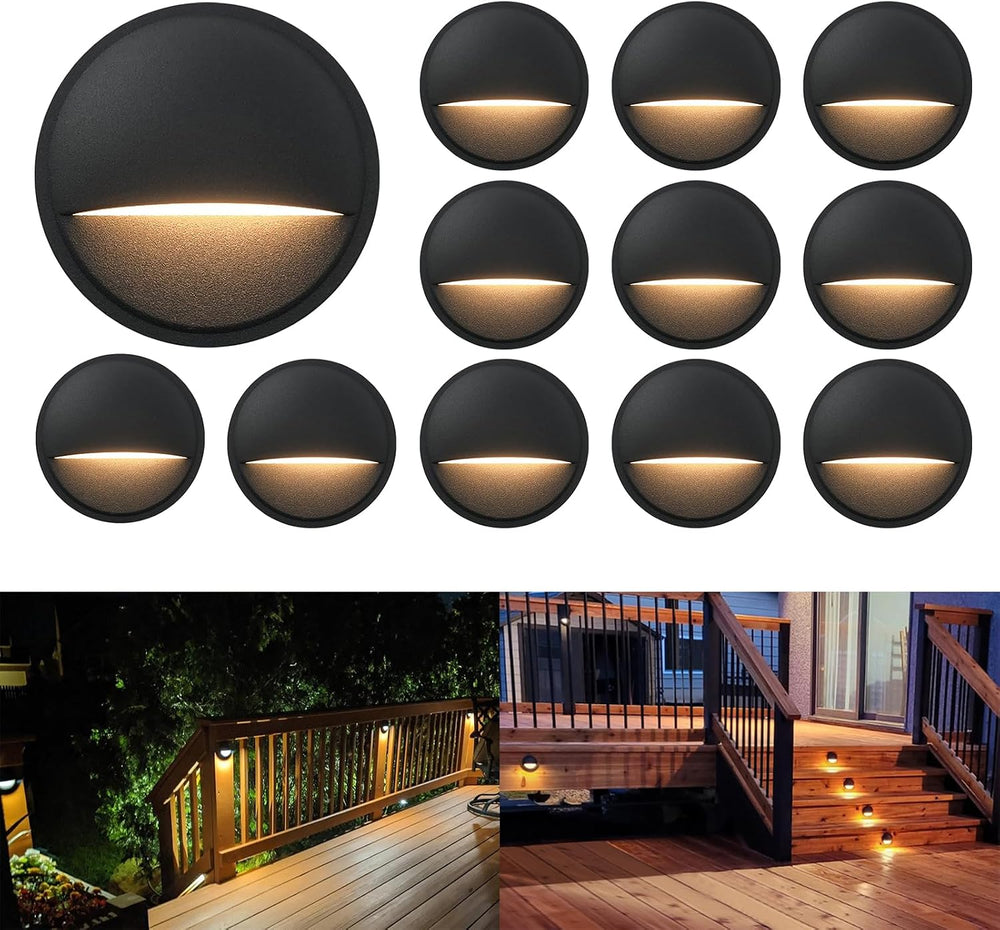 GKOLED 12 Pack Low Voltage LED Deck Lights, Landscape Step Lights Fixtures, 2...