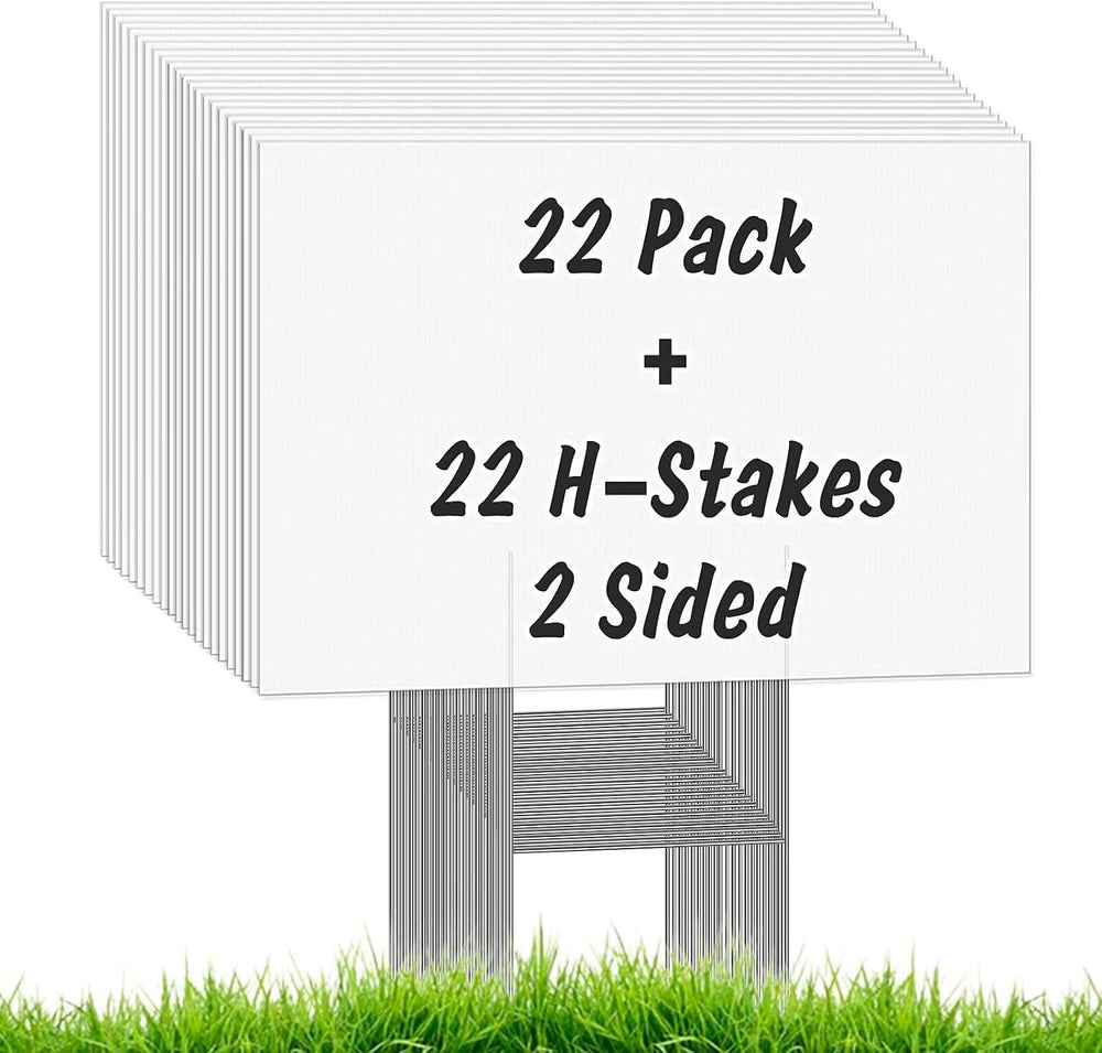 22Pcs Blank Yard Signs with Stakes, IKAYAS 17X12inch White Garden Yard Signs ...
