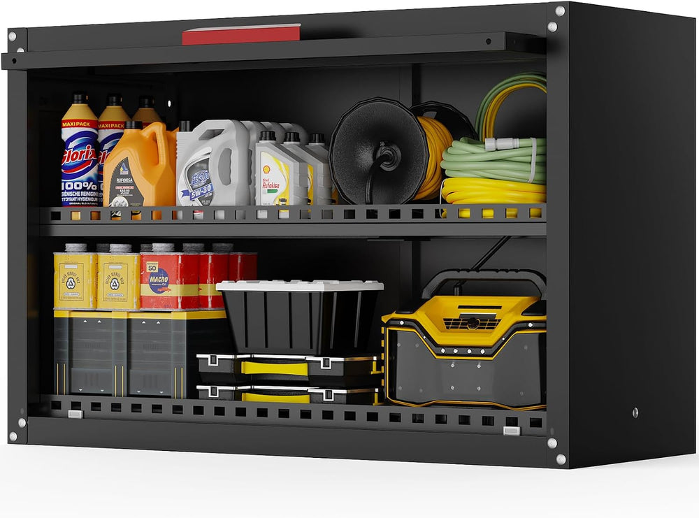 30" W Garage Wall Cabinet,Up Flip Door Metal Wall Cabinet with Adjustabl...