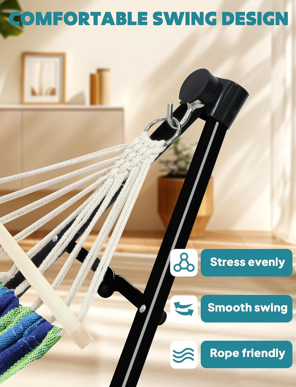 ANYOO 2-in-1 Hammock & Chair Stand with Collapsible Steel Frame & Car...