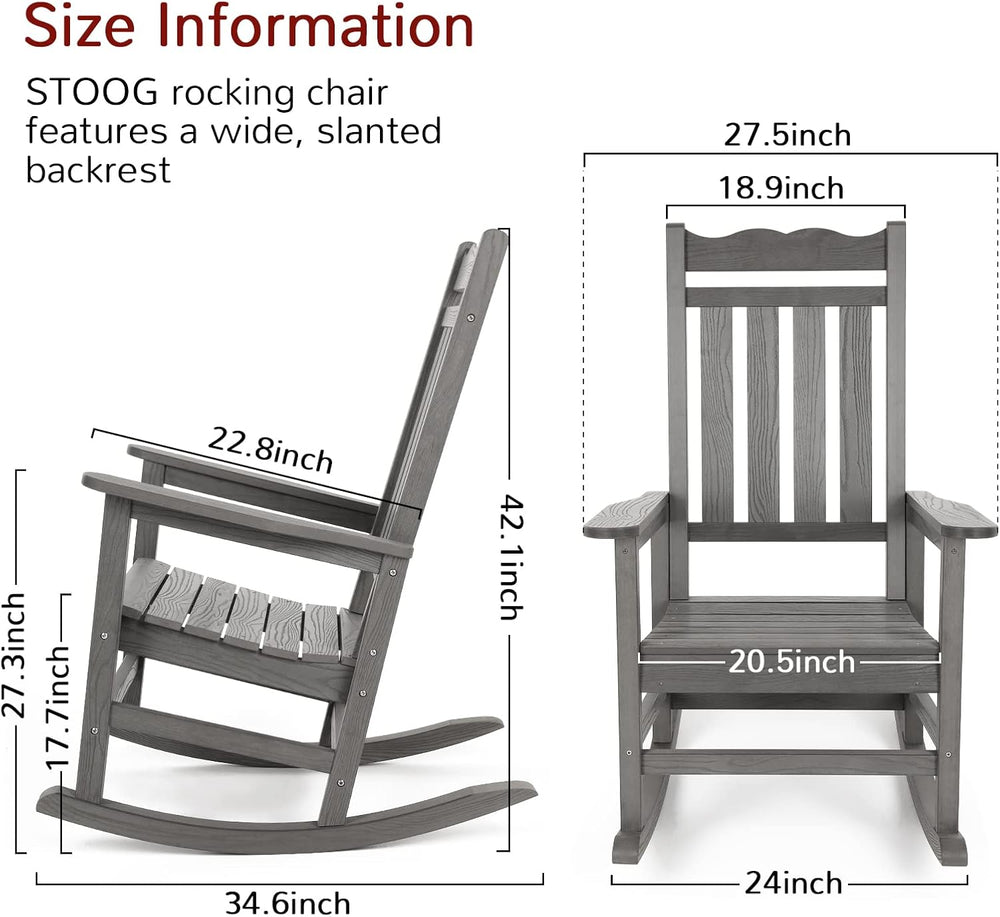Stoog All-Weather Outdoor & Indoor Rocking Chairs Set of 2 with Table, 3 ...