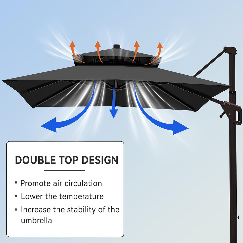 9' X 12' Cantilever Patio Outdoor Umbrella with Base Included