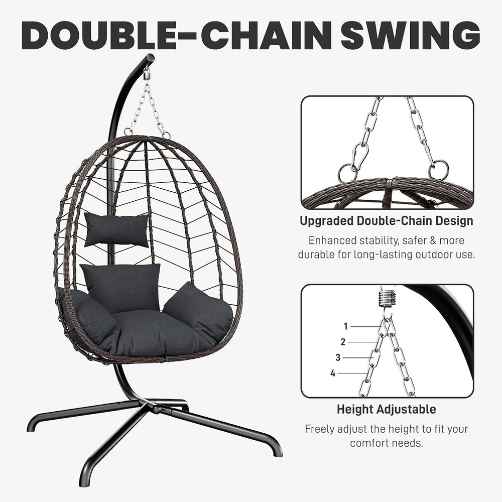Hanging Egg Chair Wicker 350lbs Swing Outdoor Basket Cushion