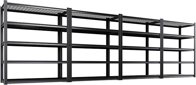 Set of 4 Garage Shelving-3000 lbs 5 Tier Storage Shelves,Adjustable Heavy Dut...