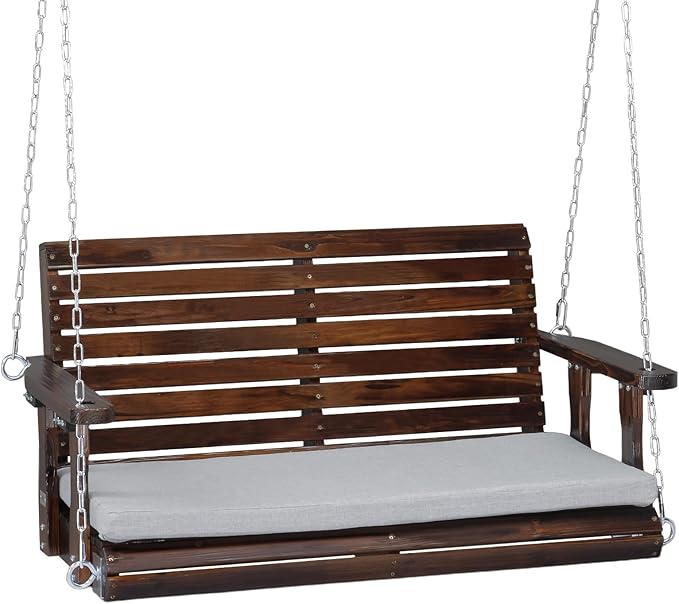 VINGLI Outdoor 4 FT Porch Swing, Heavy Duty 880 LBS Wooden Patio Swings with ...