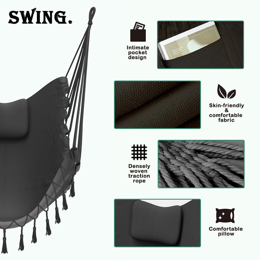 Unique U-Shaped Hammock Chair with Stand,Sturdy & Rust-Resistant,Free Gra...