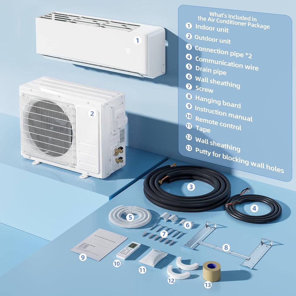 12000BTU Mini Split Air Conditioner& Heater, 17 SEER2 𝟐𝟑𝟎𝐕 Wall-Mounted A...