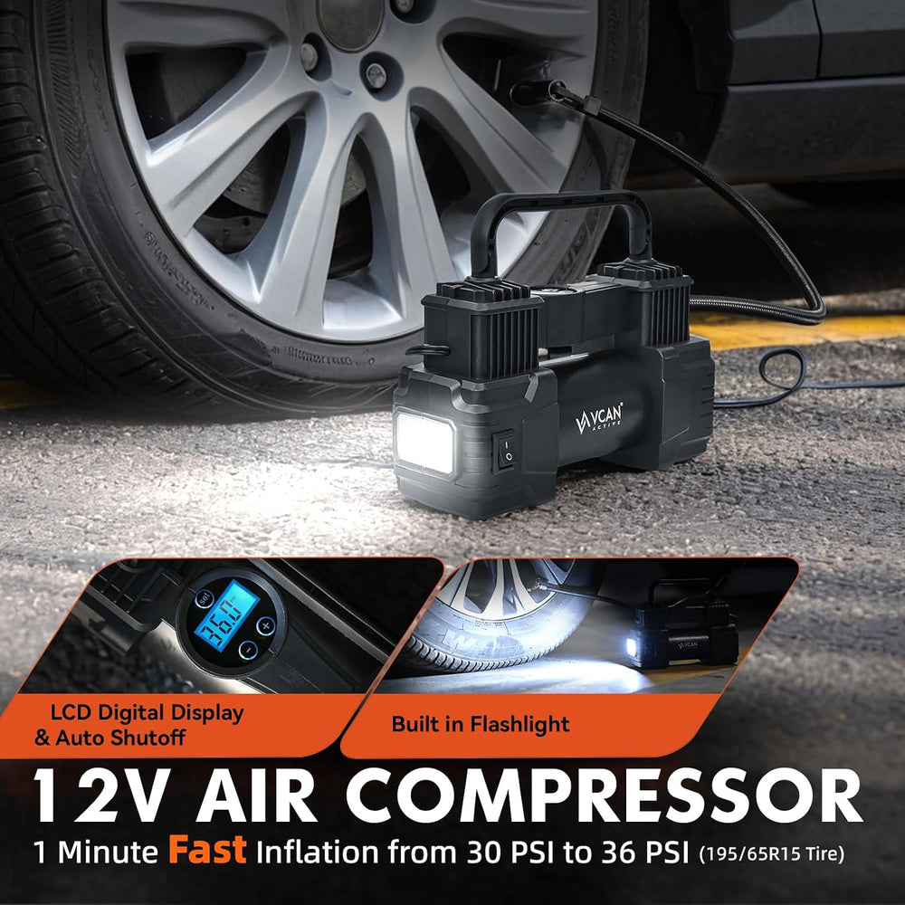 Car Emergency Kit with Portable Air Compressor, First Aid Kit, Jumper Cables,...