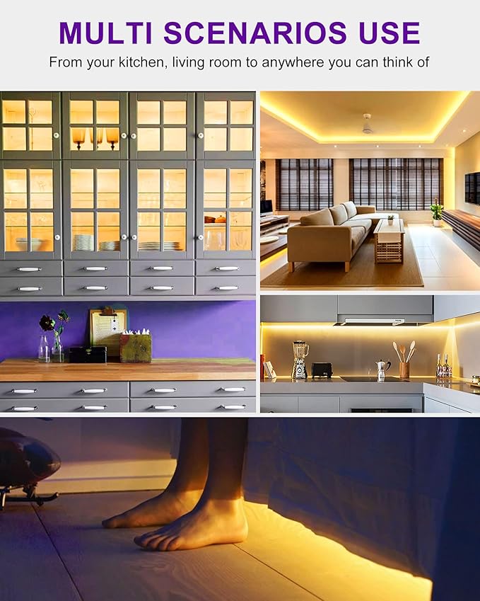 HitLights LED Strip Lights Warm White 3000K, 16.4ft Premium Tape Light for Be...