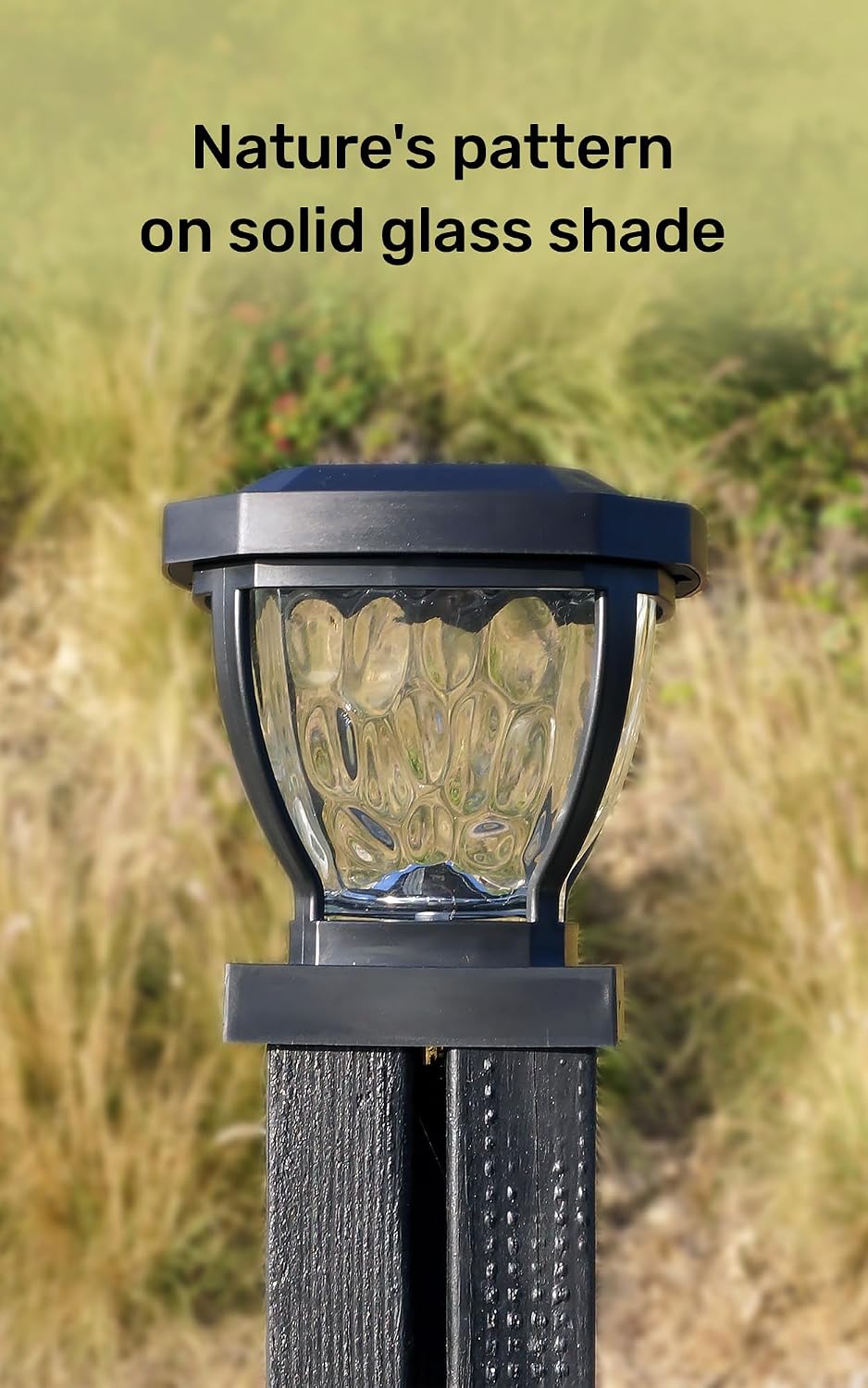 Home Zone Living 2PK Solar Post Cap Lights, Decorative Glass, Black