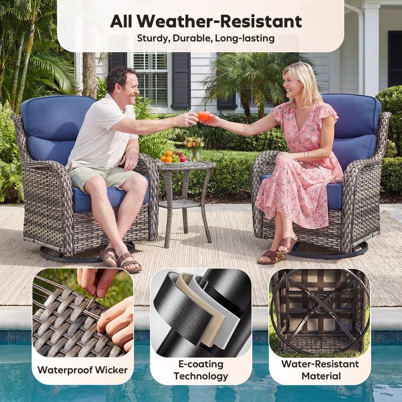8 Pieces Outdoor Wicker Patio Furniture Set with Table High Back 6'' ...