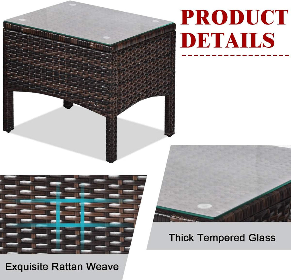 HAPPYGRILL 3 Pieces Patio Furniture Set, Outdoor Rattan Wicker Conversation S...
