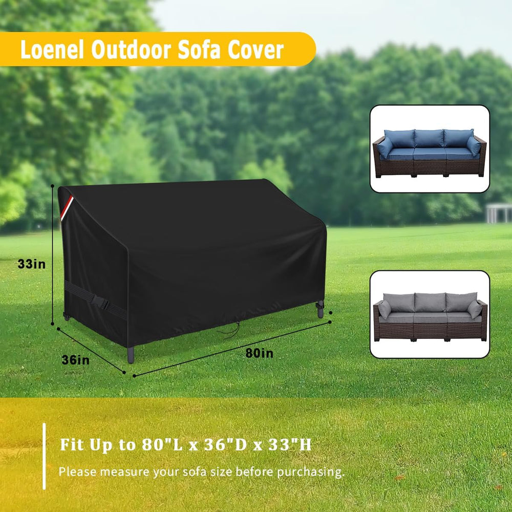 Outdoor Waterproof Sofa Loveseat Glider Cover, 80" L x 36" W x 33&q...