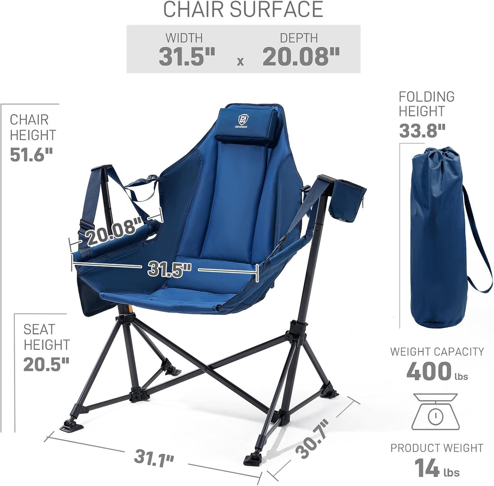 EVER ADVANCED Hammock Camping Chair, Oversized Heavy Duty Swing Chair with De...