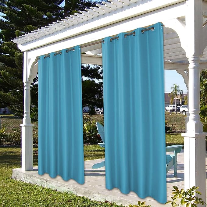 BONZER Outdoor Waterproof Curtains for Patio Privacy Grommet Light Filtering ...